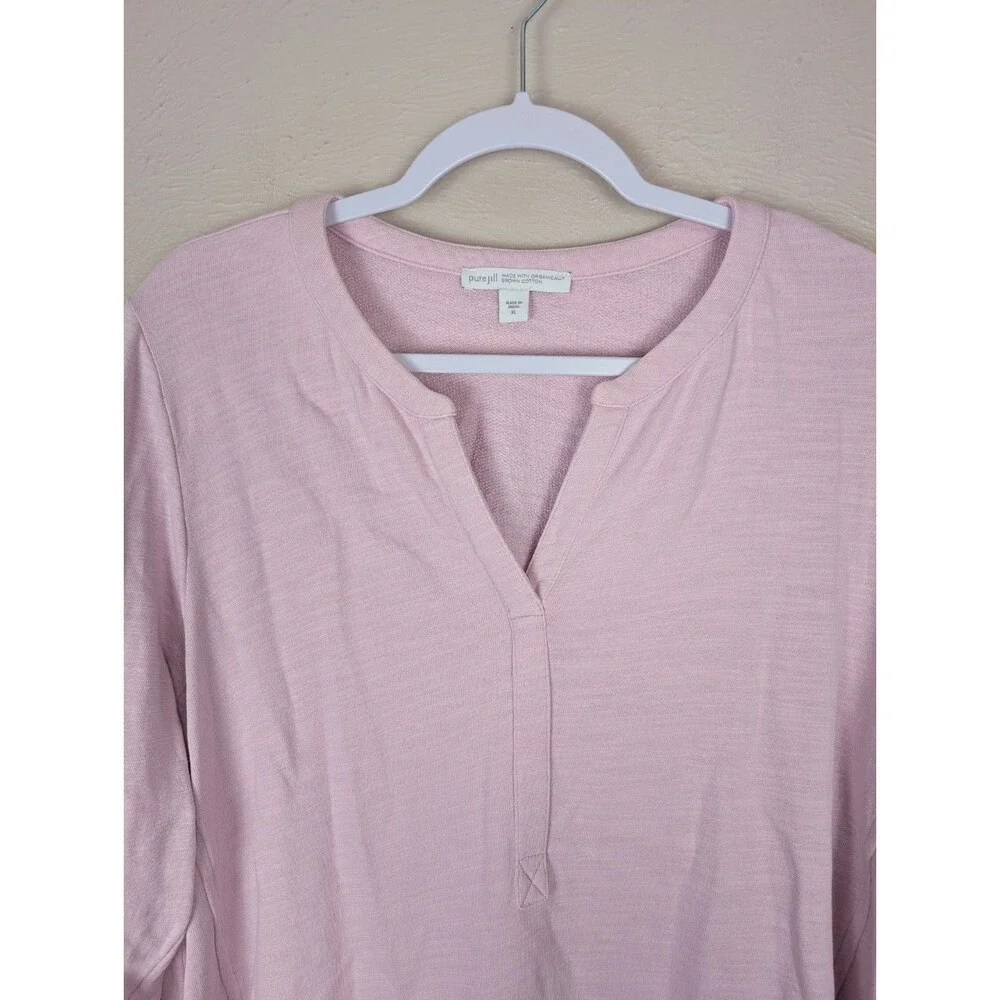 Pure J. Jill Women's XL Pink Organic Cotton Long Sleeve Tunic Coastal Comfort